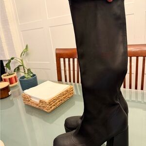 Black Knee-High Platform Block Heel Boots - Women's (Call it Spring Svana)